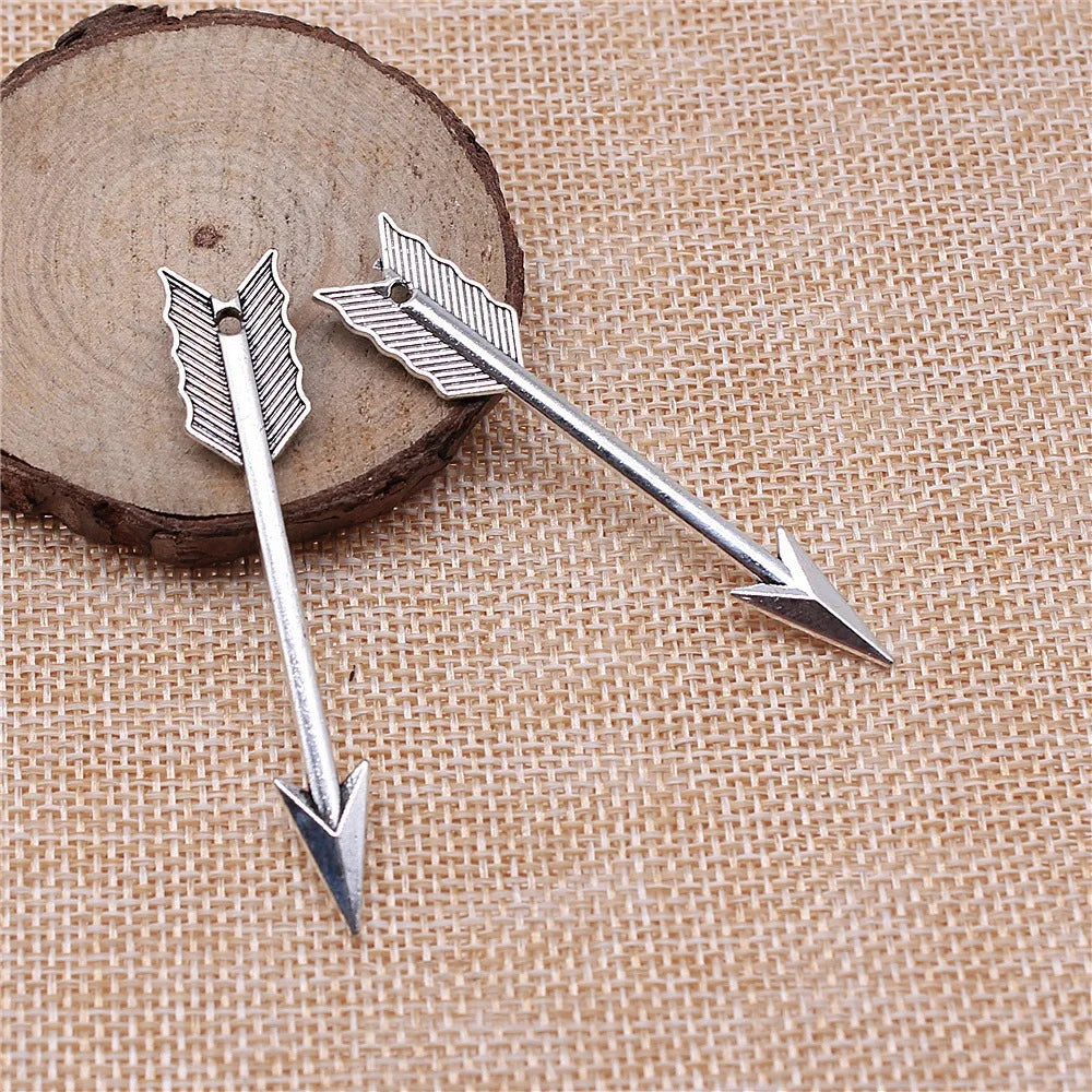 63mm 3.7g Multicolor Zinc Alloy Bow and Arrow Charm Pendant for DIY Bracelet Necklace Making