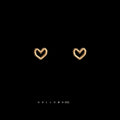 Small Minimalist Copper Hollow Heart Stud Earrings Fashion Commuter Versatile Jewelry