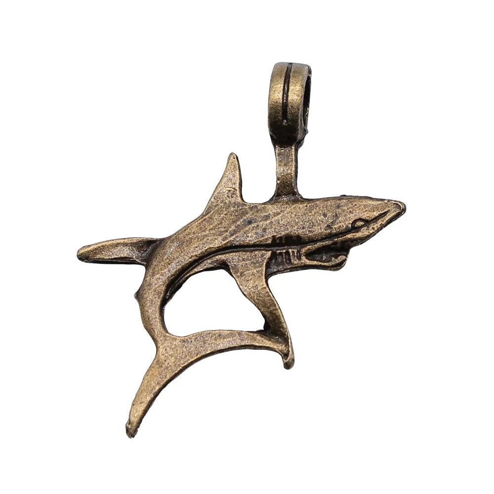 33x38mm 3.6g Multi Color Zinc Alloy Shark Charm Pendant for DIY Ocean Theme Jewelry Making