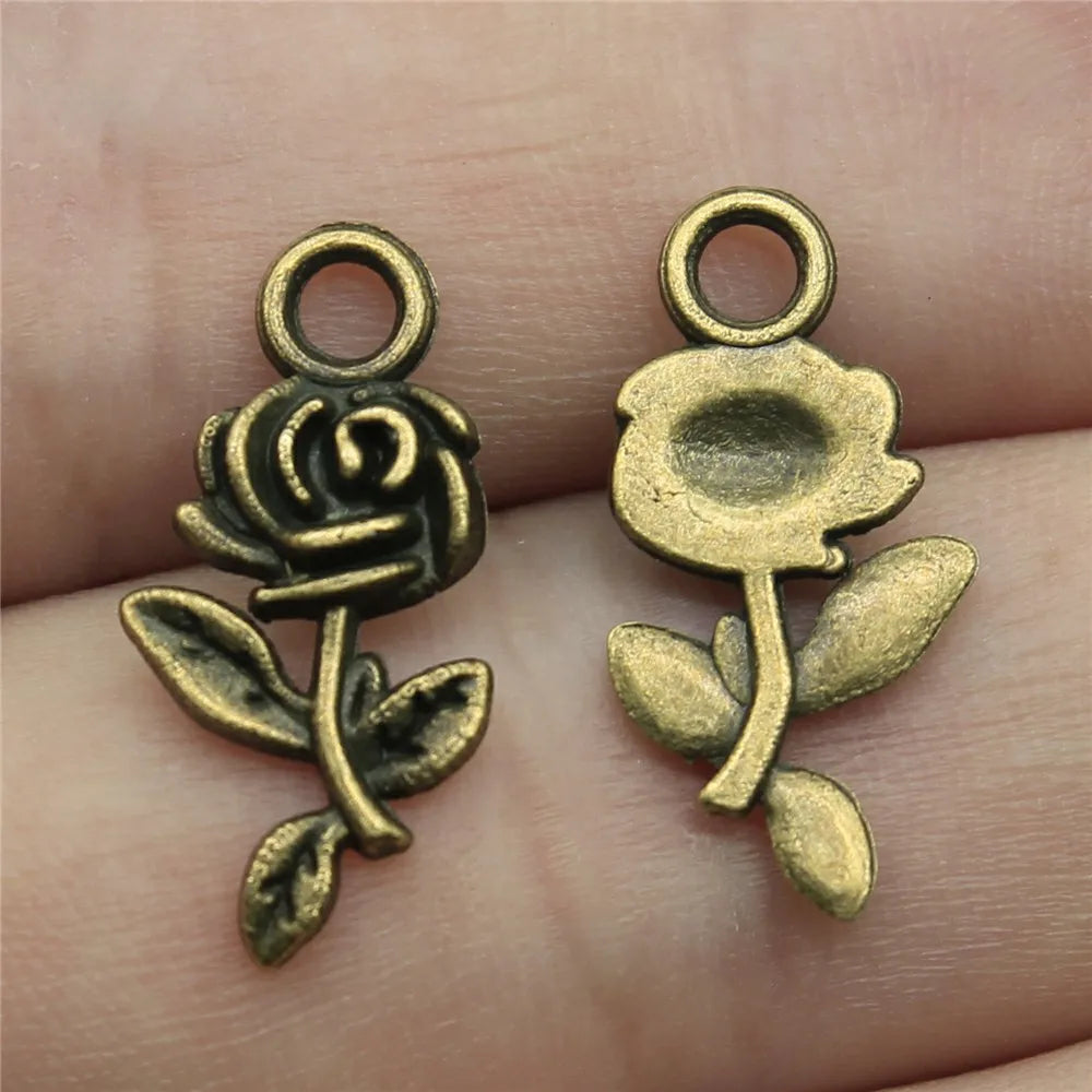 21mm 0.8g Multicolor Zinc Alloy Rose Flower charm pendant for DIY necklace bracelet making