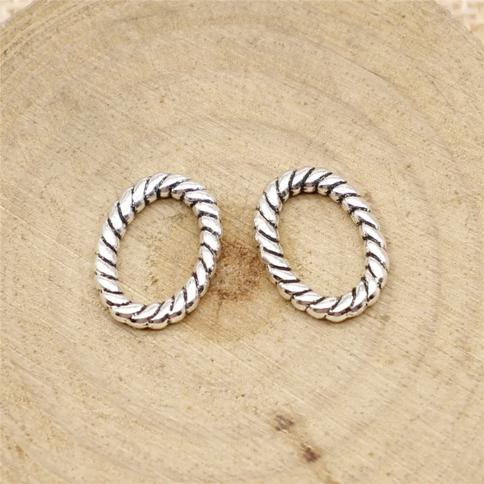 15x11mm 0.8g Multicolor Zinc Alloy Oval Rope Ring Charm Pendant for DIY Bracelet Necklace Making