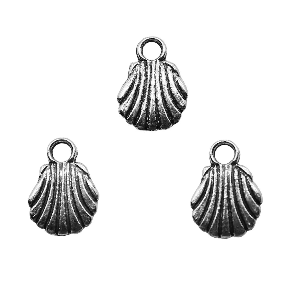 9x12mm 0.4g Antique Silver Zinc Alloy Shell Charm Pendant for DIY Necklace Bracelet Jewelry Making