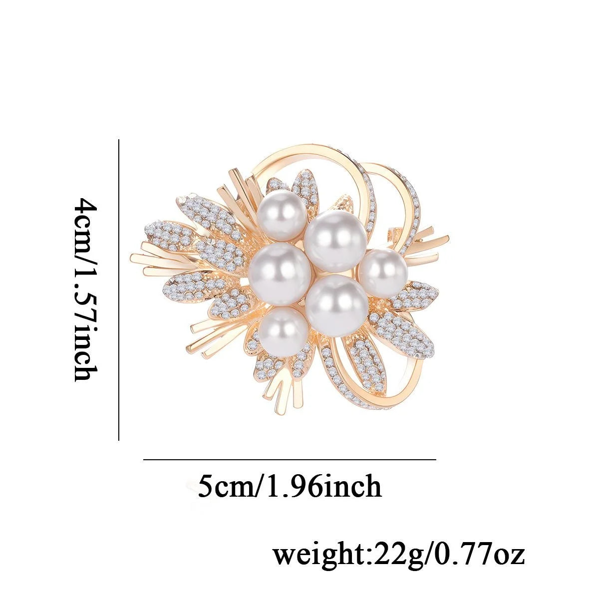 Elegant Pearl Rhinestone Flower Bouquet Brooch, Luxury Copper Alloy Lapel Pin Corsage For Suits Gift