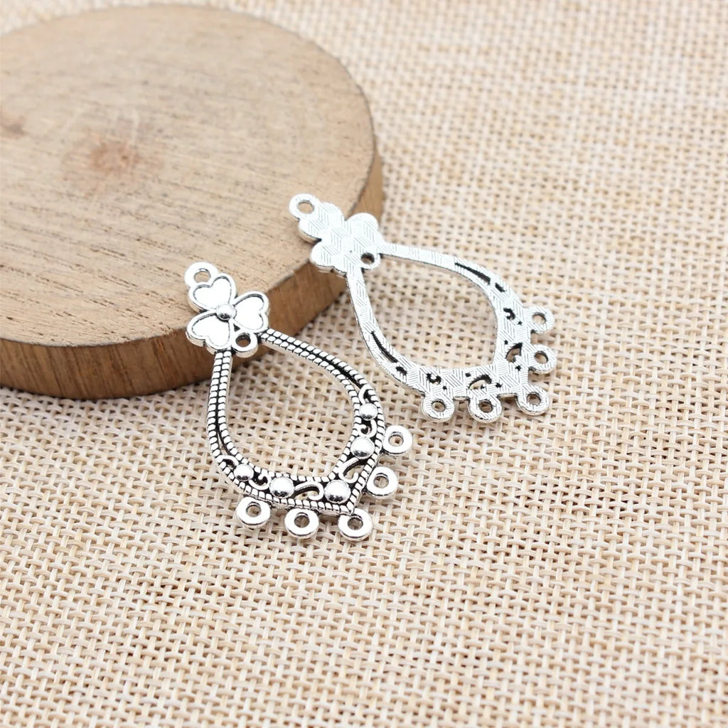 41x23mm 2.7g Multicolor Zinc Alloy Teardrop Earring Connector Charm for DIY Dangle Earring Making