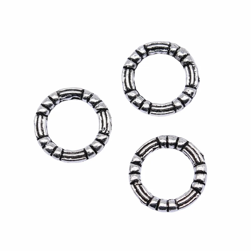 10x10mm 0.3g Antique Silver Zinc Alloy Geometric Round Ring Charm Pendant for DIY Necklace Bracelet Making