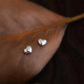 Mini Silver Plated Eco Copper Heart Stud Earrings Smooth Light Luxury Daily Wear