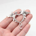 63x51mm 6.6g Antique Silver Zinc Alloy Gothic Flying Dragon Heart Charm Pendant for DIY Jewelry Making