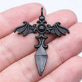34x44mm 3g Black Antique Silver Zinc Alloy Gothic Wing Cross Charm Pendant for DIY Jewelry Making