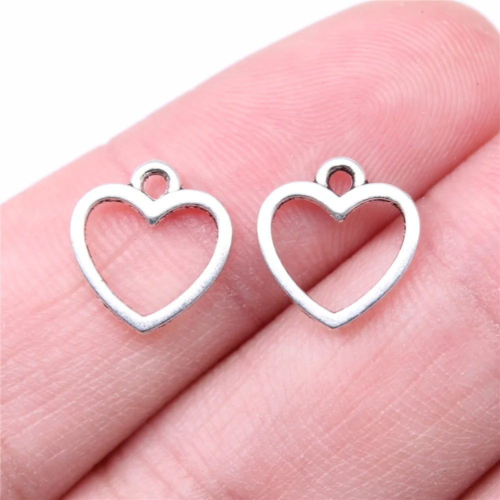 12x11mm 0.31g Multicolor Zinc Alloy Hollow Heart Charm Pendant for DIY Bracelet Necklace Making