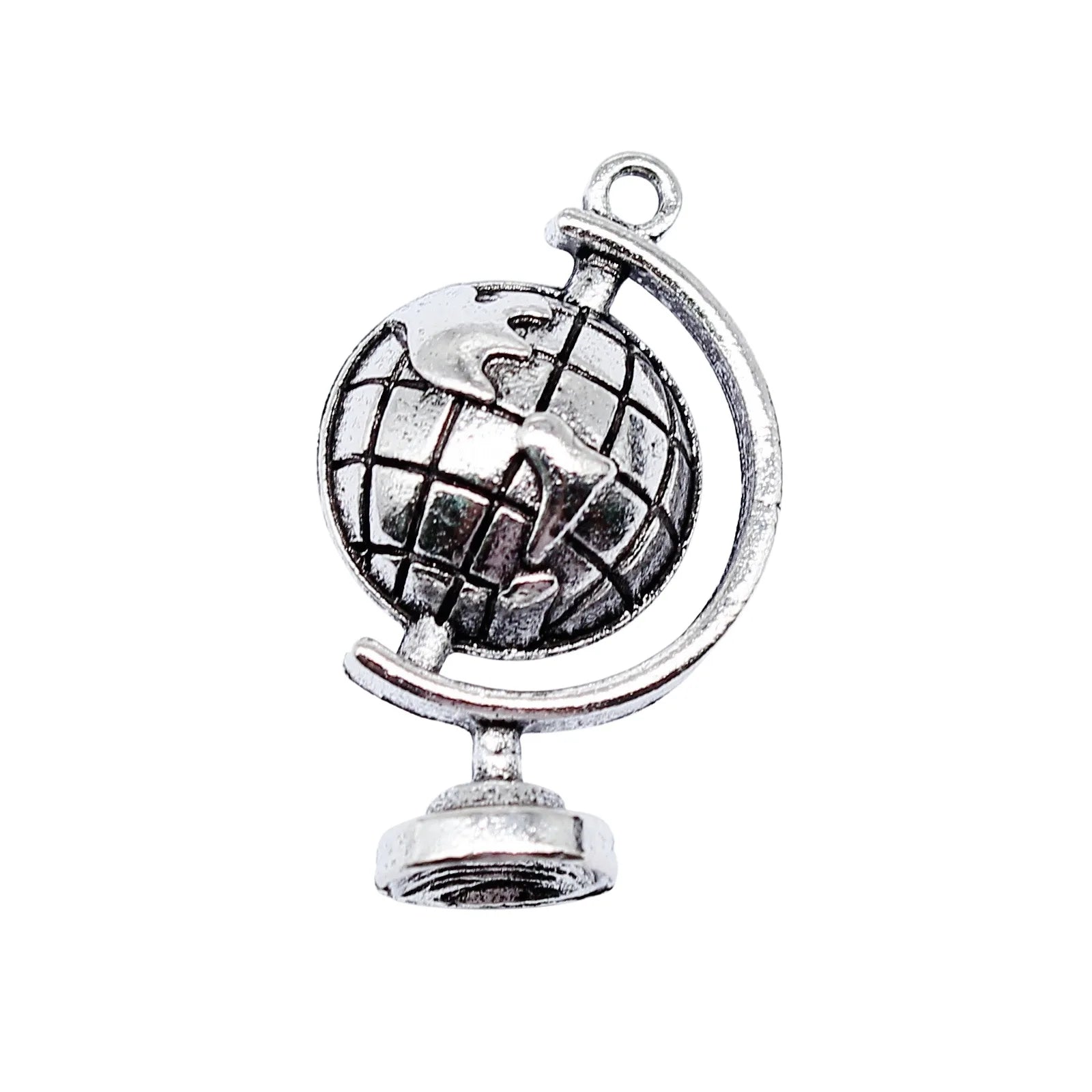 28x17mm 3.6g Antique Silver Zinc Alloy Globe Charm Pendant for DIY Jewelry Making