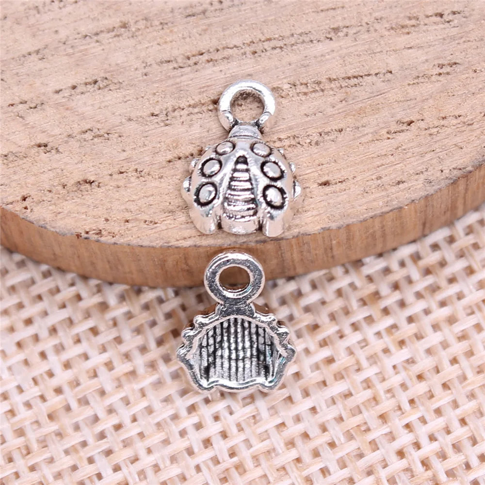 11x8mm 0.5g Multicolor Zinc Alloy Small Ladybug Charm Pendant for DIY Necklace Bracelet Making