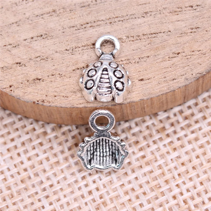 11x8mm 0.5g Multicolor Zinc Alloy Small Ladybug Charm Pendant for DIY Necklace Bracelet Making