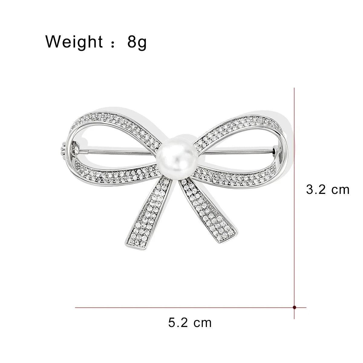 Elegant Pearl Bow Brooch With Micro Pave Rhinestones, Copper Gold Plated Lapel Pin Corsage Gift