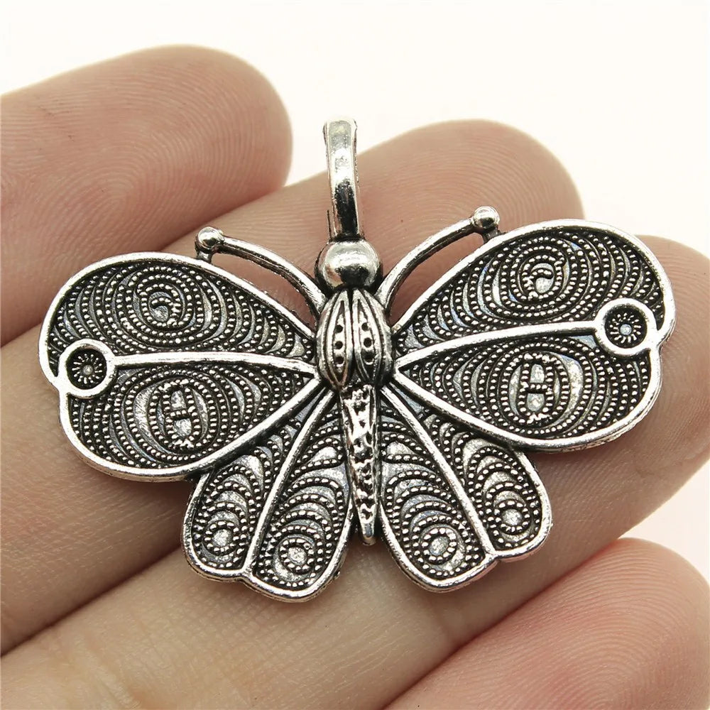 41x31mm 4.2g Antique Silver Zinc Alloy Butterfly Charm Pendant for DIY Necklace Bracelet Making