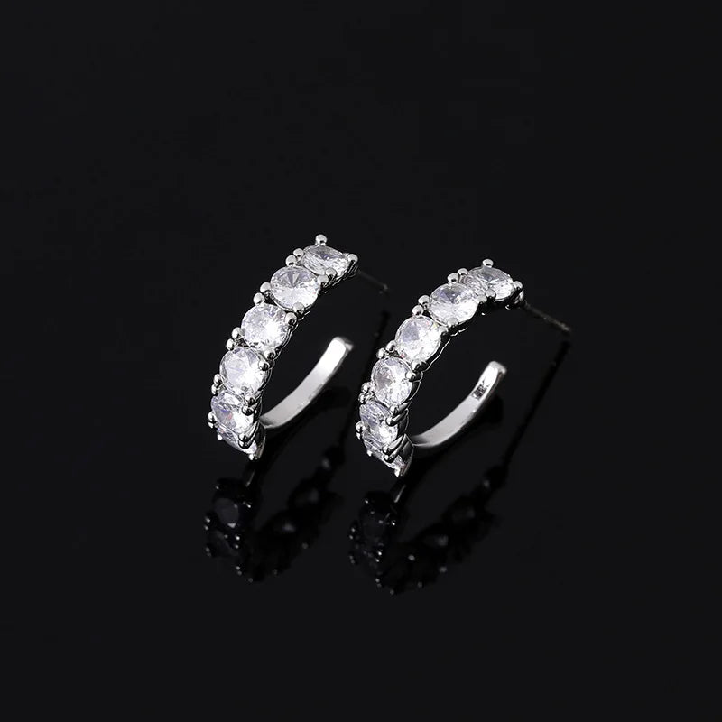 Elegant Spiral Disc Zircon Rhinestone Hoop Stud & Clip On No Piercing Alloy Small Huggie Earrings