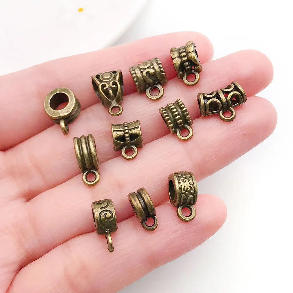 Antique Bronze Zinc Alloy Curved Tube Three Way Connector Charm for DIY Bracelet Necklace