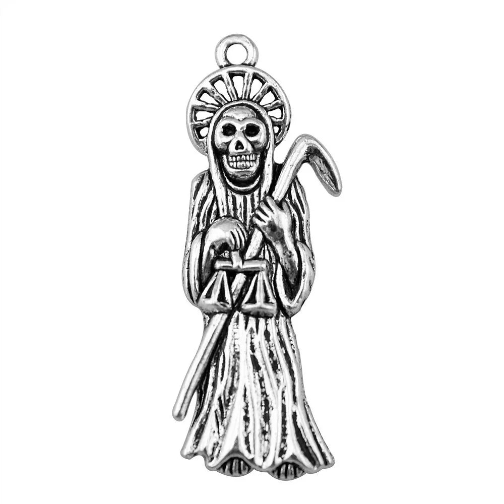51x19mm 4.7g Antique Silver Zinc Alloy Skull Grim Reaper Charm Pendant for Gothic Jewelry Making