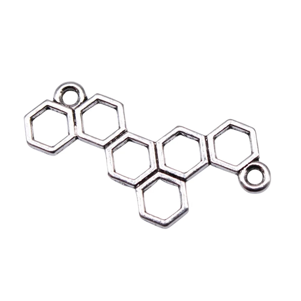 27x13mm 0.8g Antique Silver Tone Zinc Alloy Honeycomb Charm Pendant for DIY Necklace Jewelry Making