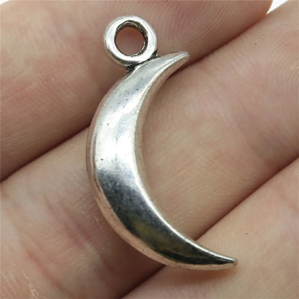 31x14mm 4.8g Zinc Alloy Moon Charm Pendant with Sun Star Details for Necklace Bracelet DIY Jewelry
