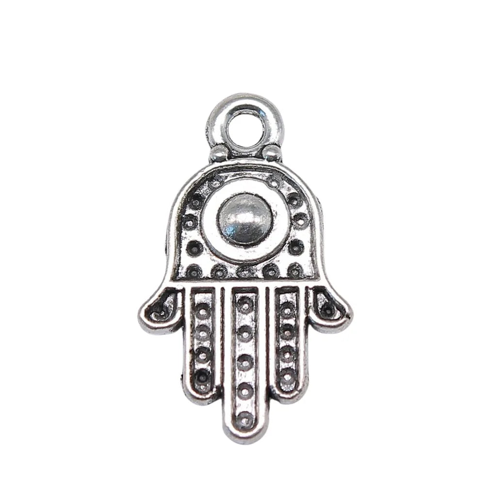 20x12mm 0.9g Multicolor Zinc Alloy Hamsa Hand Charm Pendant for DIY Bracelet Necklace Jewelry Making