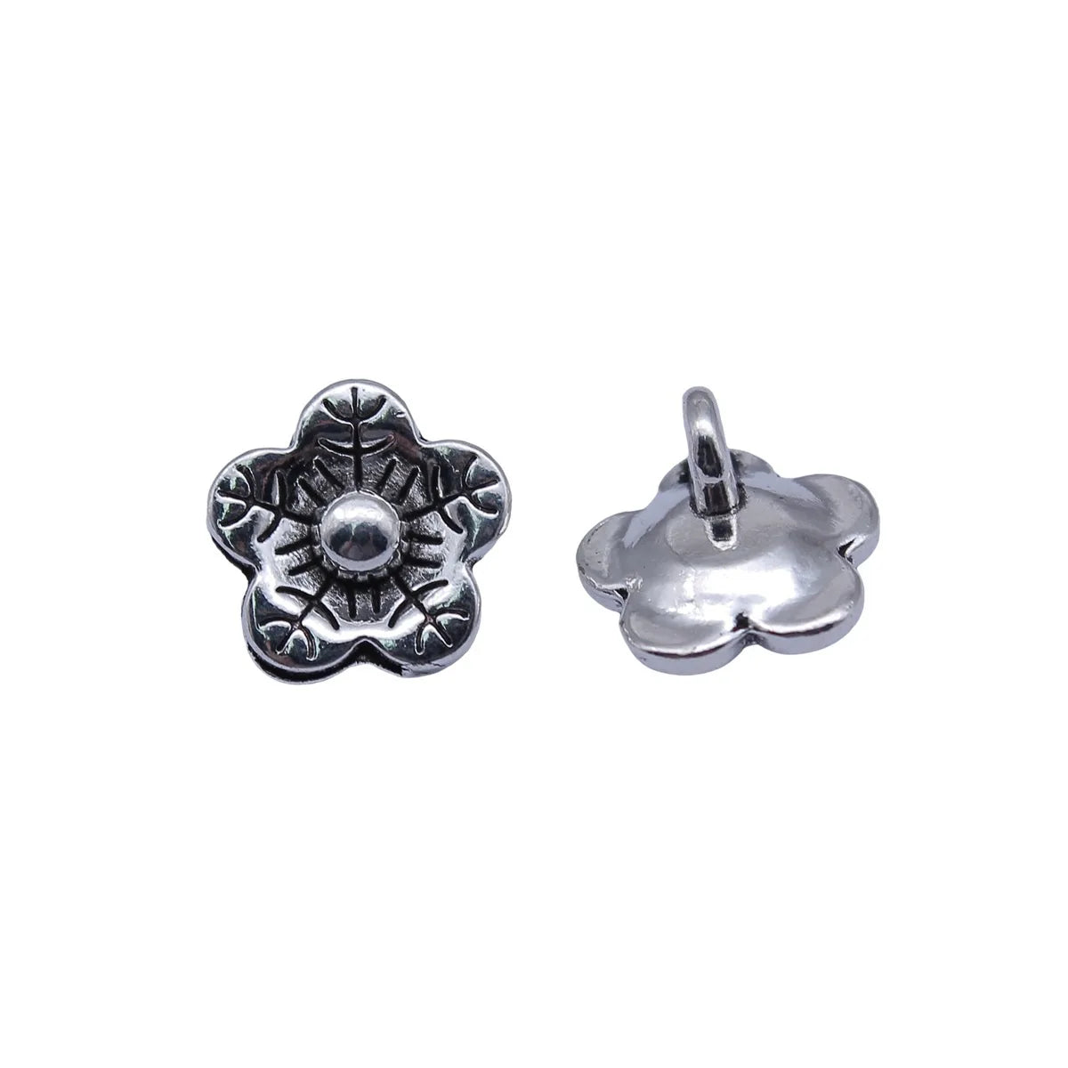 12x12mm 1.3g Antique Silver Zinc Alloy Flower Charm Pendant for DIY Necklace Bracelet Jewelry Making