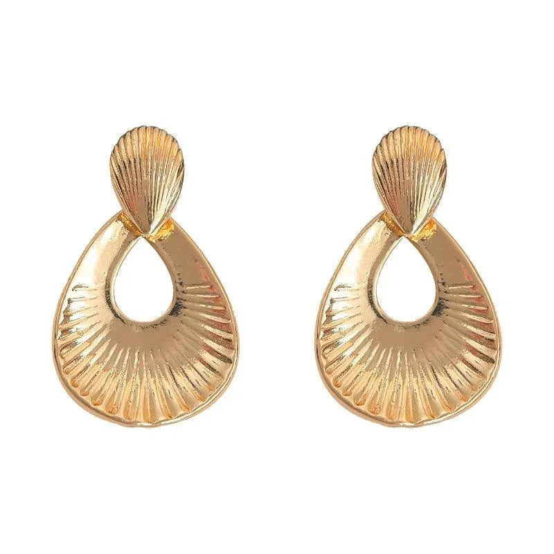 14K Gold Plated Copper Teardrop Drop Earrings Vintage French Court Style Elegant Jewelry