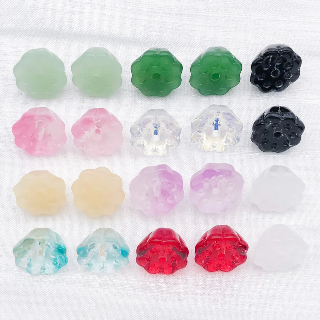 Transparent Glass Lotus Pod Bead Charm Pendant for Bracelet and Necklace Jewelry Making