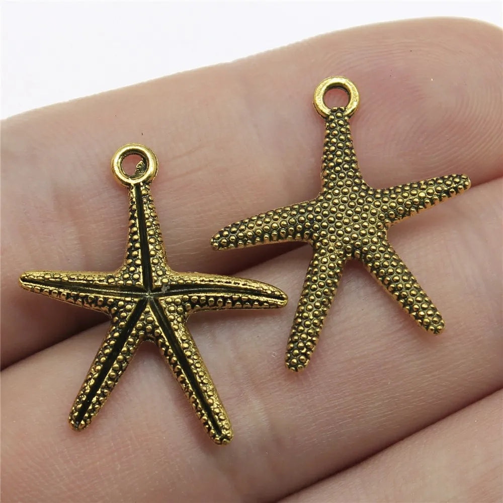 26x22mm 1.4g Multicolor Zinc Alloy Starfish Charm Pendant for DIY Bracelet Necklace Making
