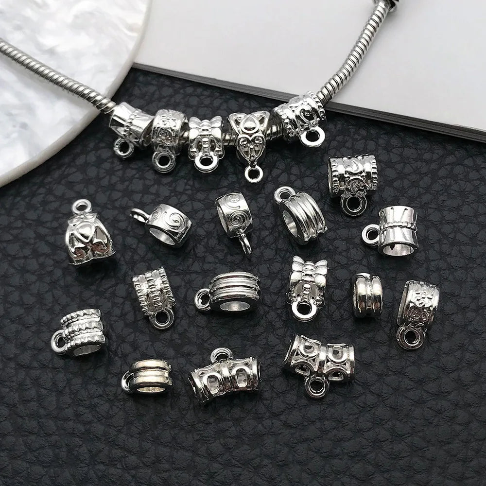 Zinc Alloy Three Way Bail Curved Tube Connector Clasp for DIY Beaded Necklace