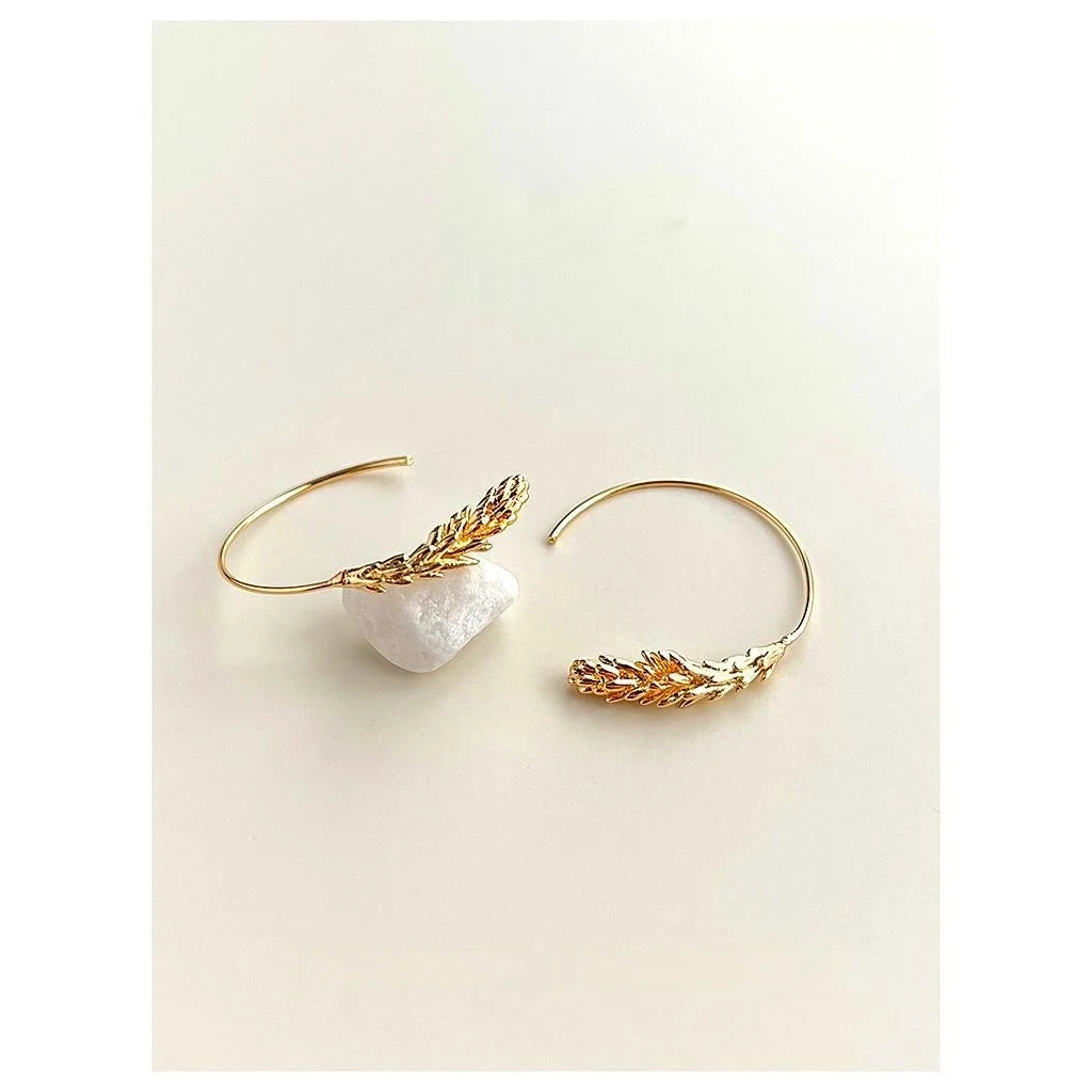 14K Gold Plated Copper Wheat Drop Earrings For Women, Light Luxury Elegant Designer Jewelry