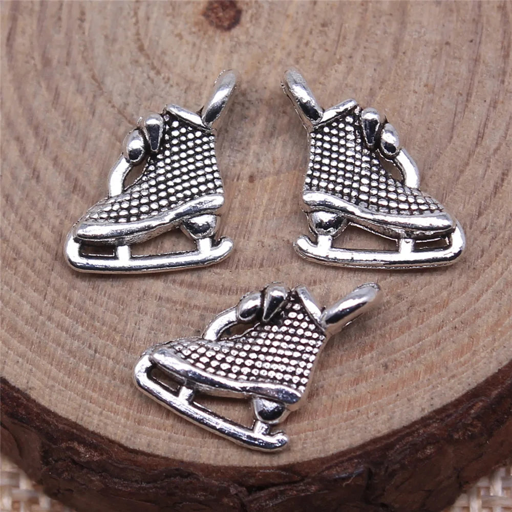 12x10mm 0.7g Multicolor Zinc Alloy Ice Skate Charm Pendant for DIY Sports Jewelry Making