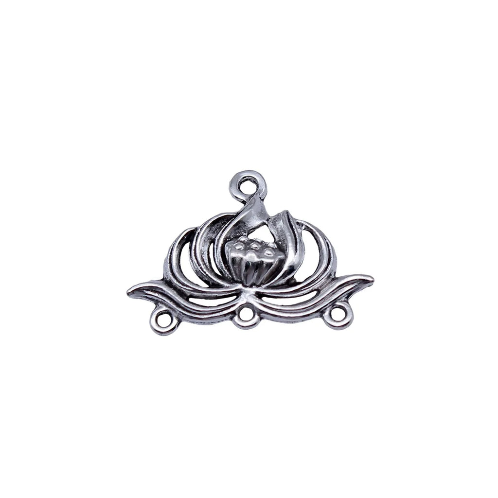 26x18mm 1.5g Antique Silver Zinc Alloy Lotus Connector Charm for DIY Earrings Jewelry Making