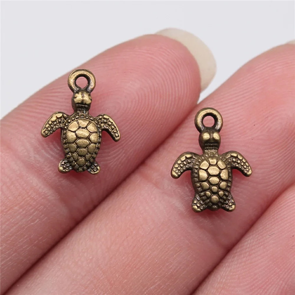 10x13mm 0.6g Multicolor zinc alloy Sea Turtle charm pendant for necklace bracelet DIY jewelry making