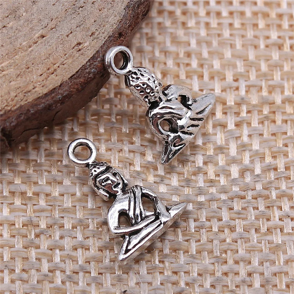10x14mm 0.7g Antique Silver Tone Zinc Alloy Indian Deity Charm Pendant for DIY Handmade Jewelry