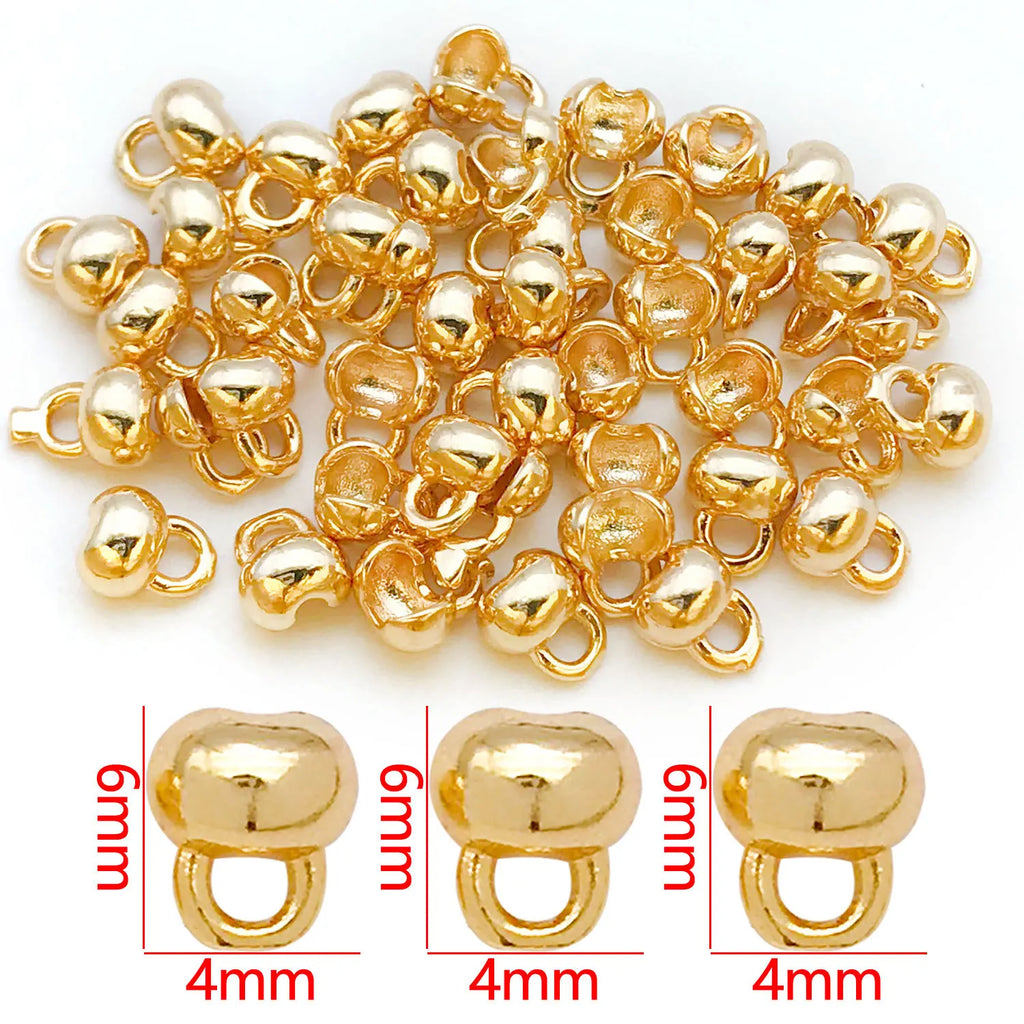 Copper Smooth Pepper Shape Crimp End Caps with Loop for DIY Bracelets Necklaces