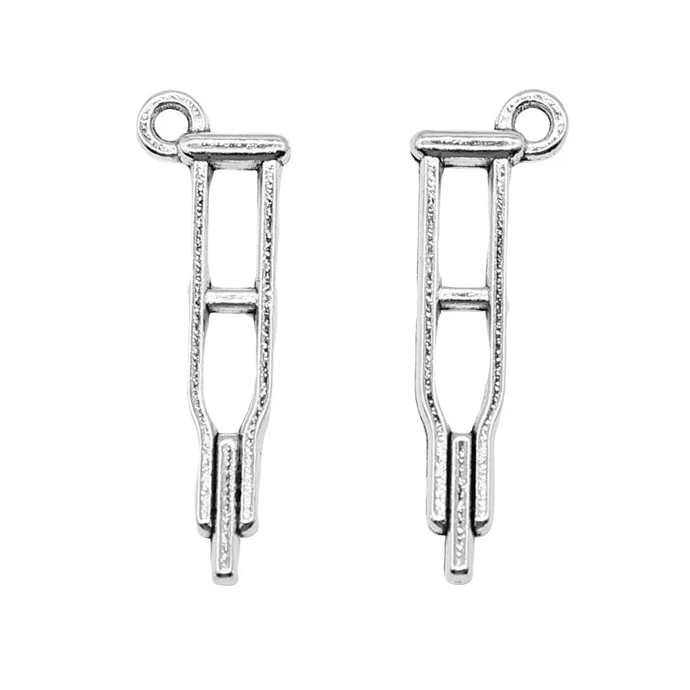 10x32mm 1.3g Antique Silver Zinc Alloy Cane Charm Pendant for DIY Bracelet Necklace Jewelry Making