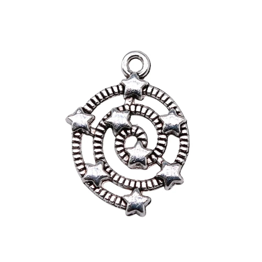 21x15mm 0.7g Antique Silver Zinc Alloy Star Charm Pendant for DIY Celestial Jewelry Making