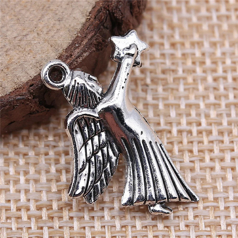 24x16mm 1.2g Antique Silver Zinc Alloy Angel Figure Charm Pendant for DIY Jewelry Making
