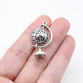 28x17mm 3.6g Antique Silver Zinc Alloy Globe Charm Pendant for DIY Jewelry Making