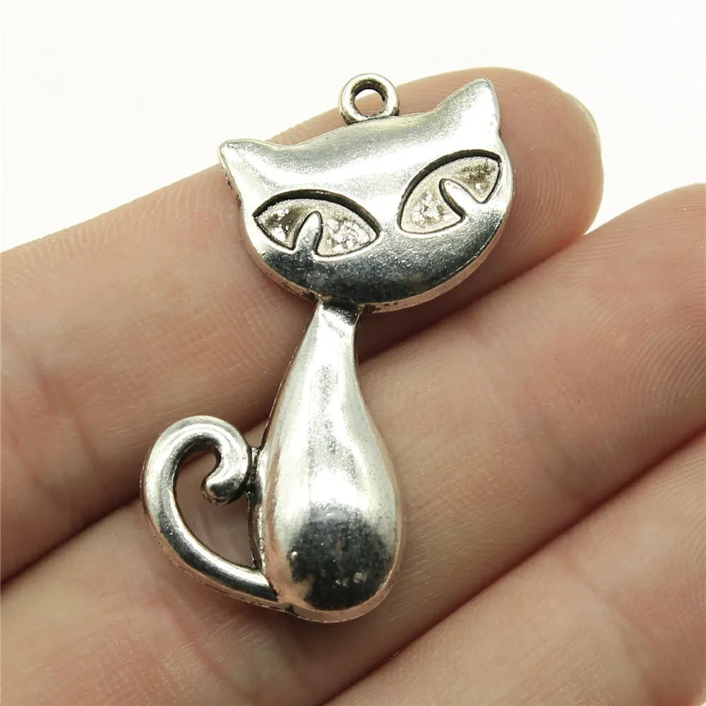 39x32mm 3.8g Multicolor Zinc Alloy Cat Charm Pendant for Necklace Bracelet DIY Jewelry Making