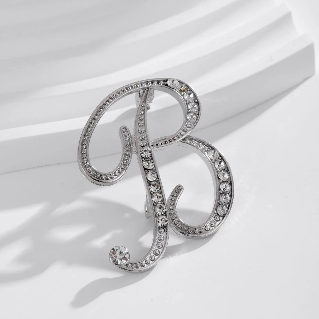 Elegant Rhinestone Alloy Letter A Brooch, Crystal Alphabet Lapel Pin Corsage Suit Accessory Gift