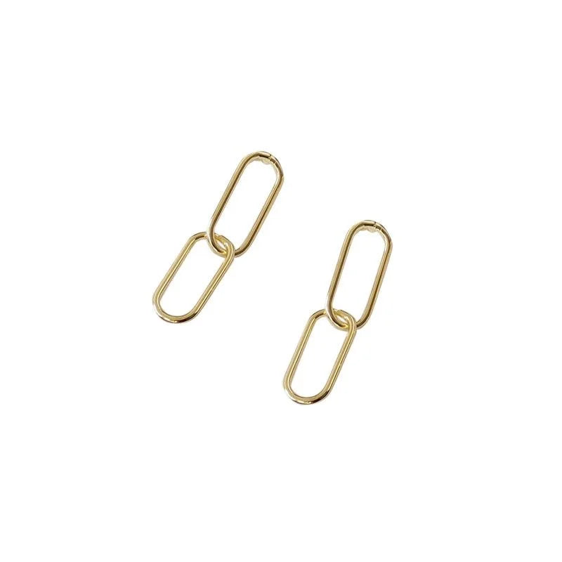 14K Gold Plated Copper Geometric Hoop Drop Earrings For Women Minimalist Lightweight
