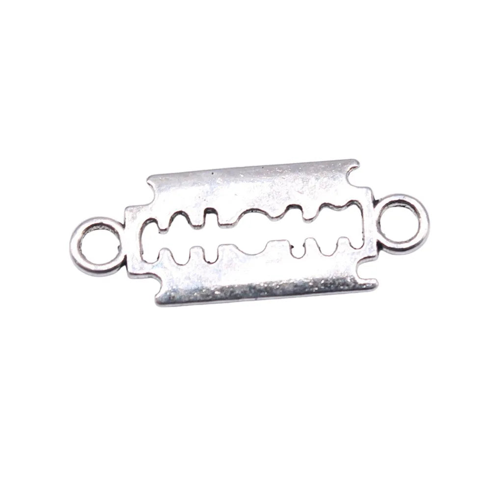 29x11mm 1.2g Antique Silver Zinc Alloy Razor Blade Connector Charm for DIY Bracelet Jewelry Making