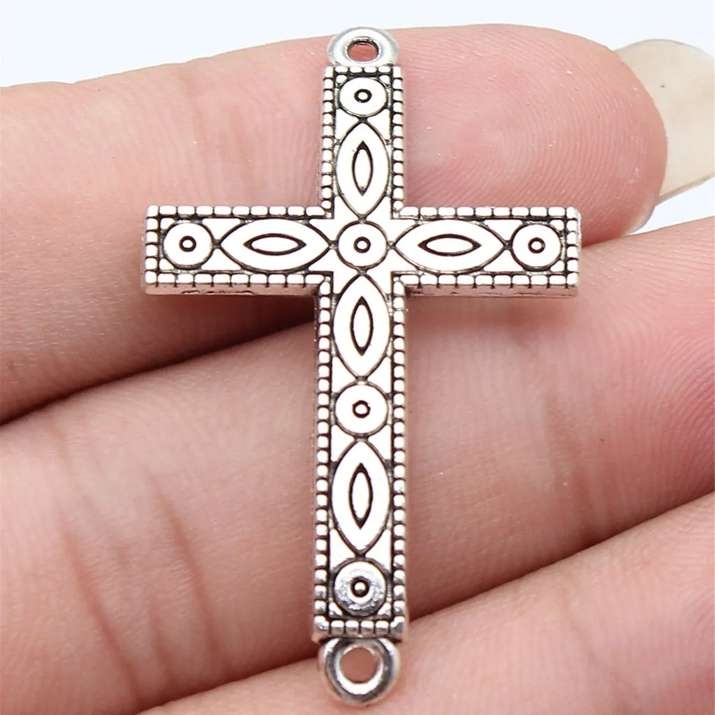 43x26mm 4.7g Antique Silver Zinc Alloy Cross Connector Charm for DIY Necklace Bracelet Jewelry