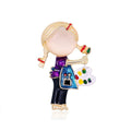 Cute Purple Braided Girl Artist Alloy Enamel Brooch, Creative Lapel Pin Corsage Suit Accessory Gift