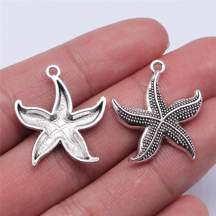 24mm 2.2g Multicolor Zinc Alloy Starfish Charm Pendant for DIY Ocean Theme Jewelry Making