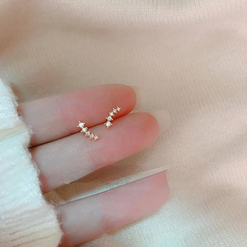 Mini Micro Pave Zircon Copper Stud Earrings With 14K Plated Korean Minimalist Geometric Jewelry