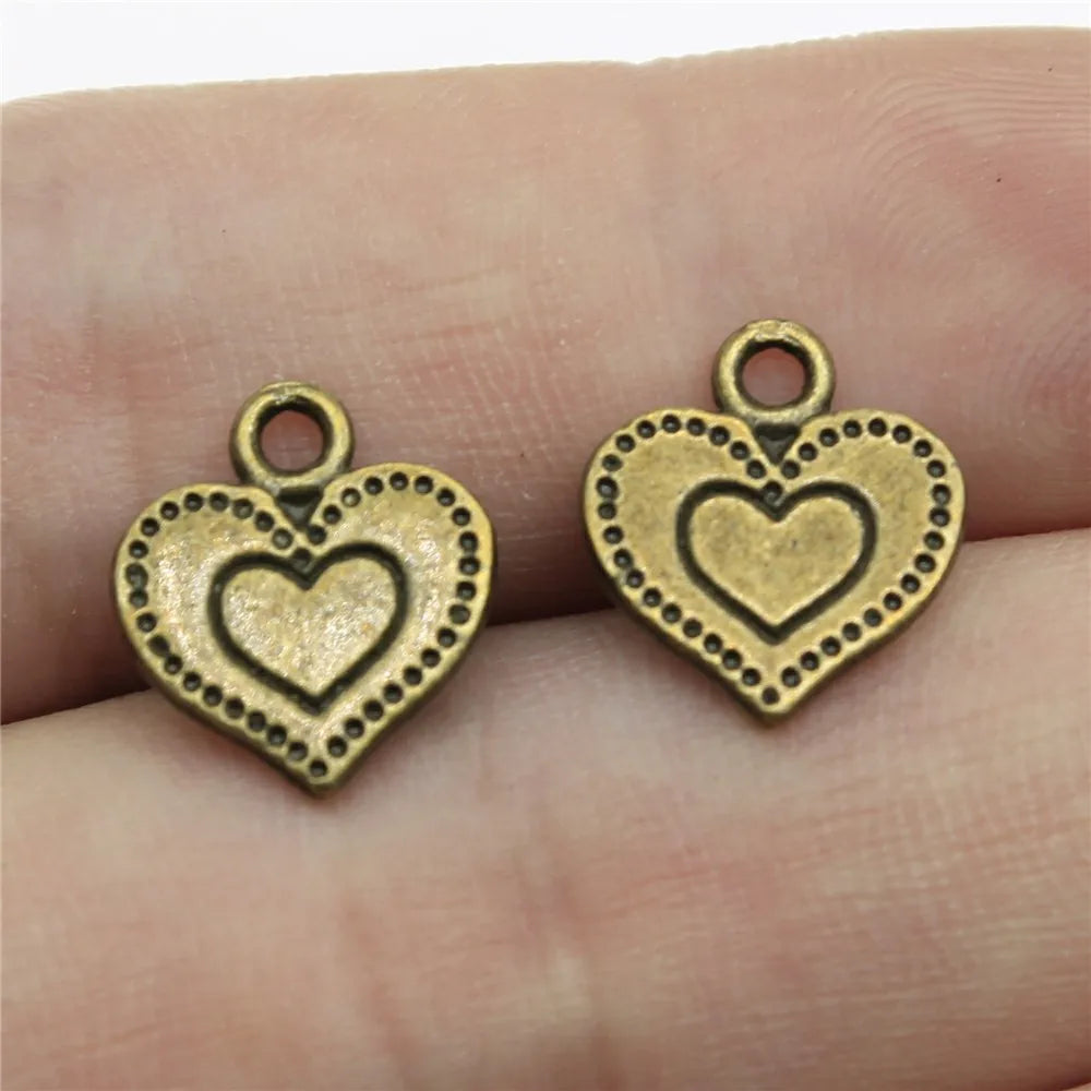 13x11mm 0.7g Multicolor Zinc Alloy Double Sided Small Heart Charm Pendant for DIY Jewelry Making