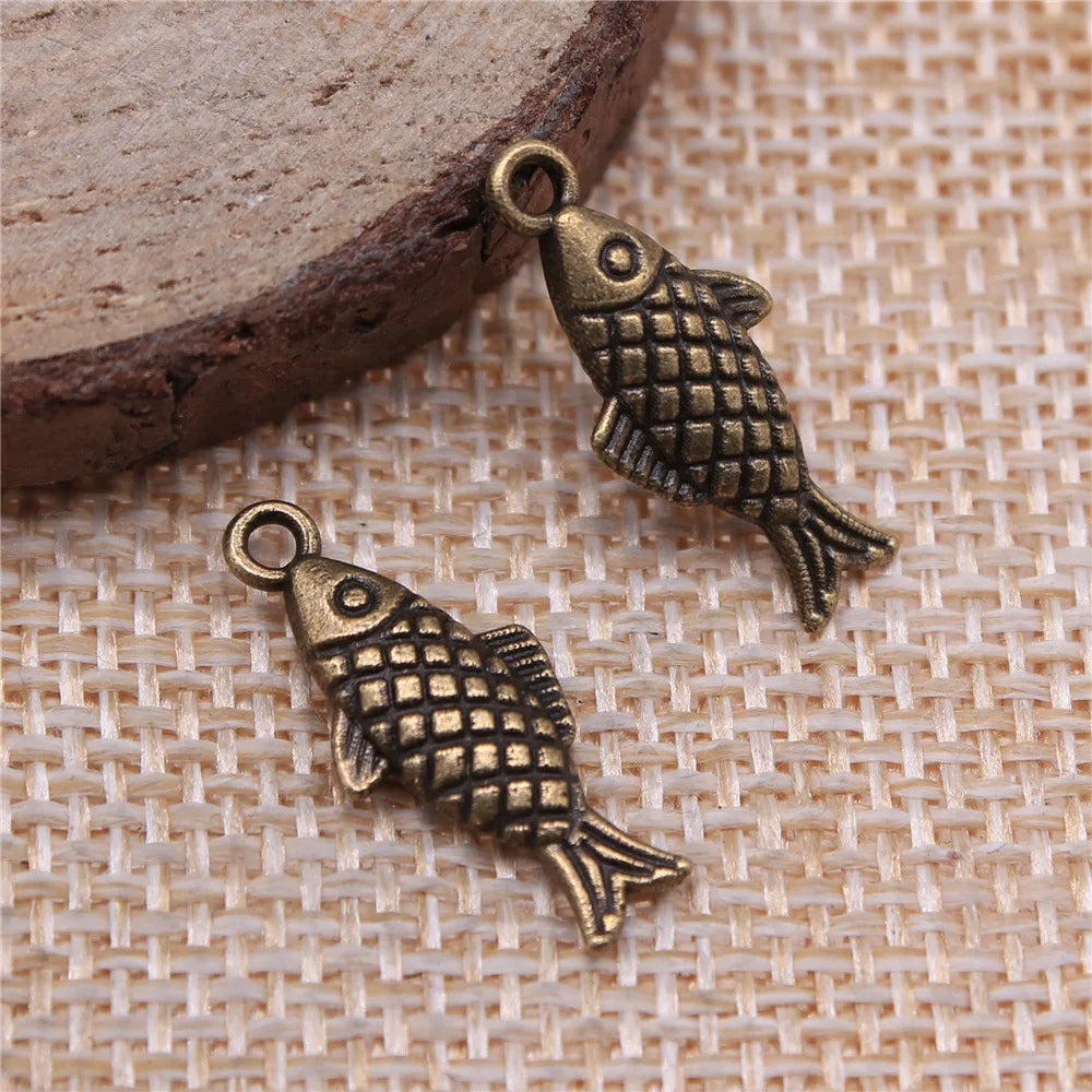20x8mm 1g Multicolor Zinc Alloy Fish Charm Pendant for Necklace Bracelet DIY Jewelry Making