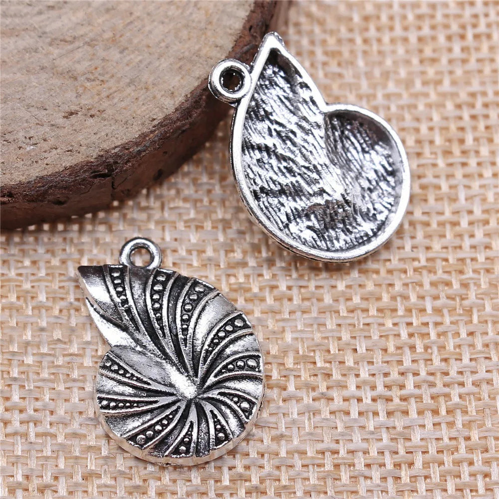 23x17mm 2.2g Antique Silver Zinc Alloy Conch Shell Charm Pendant for DIY Necklace Bracelet Making